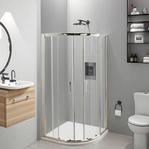 Cabine de douche en verre trempé courbé de 8 mm, porte coulissante à double ouverture, cabine de douche en quadrant - Product Image 1