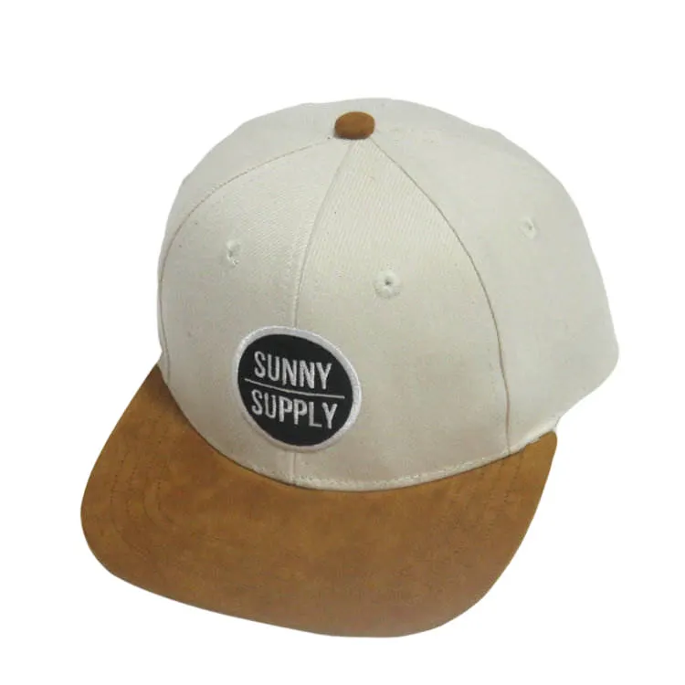 Parche bordado personalizado con visera plana de ante, sombrero de dos tonos para niños y bebés, snapback, gorras de béisbol para niños pequeños