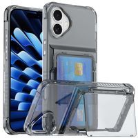 Coque Arrière Antichoc Hybride Transparente en TPU et PC avec 4 Emplacements pour Cartes pour iPhone 18 Pro Max 17 16 Pro 15 14 Pro Max 13 12 11