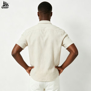 Camicie da <span class=keywords><strong>uomo</strong></span> in <span class=keywords><strong>lino</strong></span> personalizzato manica corta Eco Friendly <span class=keywords><strong>camicia</strong></span> di <span class=keywords><strong>lino</strong></span> da <span class=keywords><strong>uomo</strong></span> camicie di <span class=keywords><strong>lino</strong></span> sostenibili per gli uomini - Product Image 2
