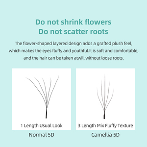Phong cách mới 5D W hình dạng lông mi mở rộng Camellia 5D W hình lông mi Clover lông mi độ dài khác nhau 5D W-hình lông mi giả - Product Image 3
