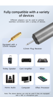Système de microphone cravate omnidirectionnel sans fil en métal XTUGA A1 pour casque, caméra, smartphone, caméscope, enregistreur, interviews