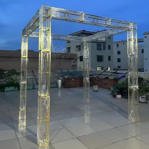 HY Gold Metal Pipe Flower Arch Corner Frame Walkway Square Arche De Mariage Arch Telón de fondo Decoración para evento de boda