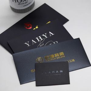 Carta di auguri lamina di oro laminata nera opaca personalizzata unica stampa a caldo carta di ringraziamento con busta di carta Kraft - Product Image 1
