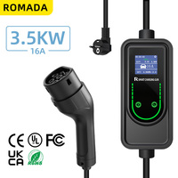 Chargeur mural intelligent ROMADA pour véhicules électriques, 3,5 kW, prise de type 2, prise EU, entrée AC 200-220 V, chargeur GBT pour véhicules électriques
