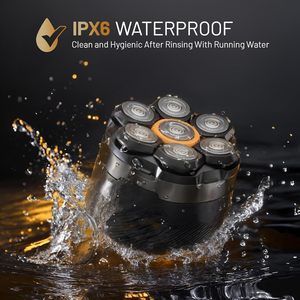 เครื่องโกนหนวดโรตารี่แบบชาร์จไฟได้สำหรับผู้ชายหัวโล้น กันน้ำระดับ IPX6 พร้อมใบมีดถอดได้ สำหรับใช้ในบ้านและโรงแรม โกนได้ทั้งแบบเปียกและแห้ง สำหรับใบหน้าและร่างกาย - Product Image 6