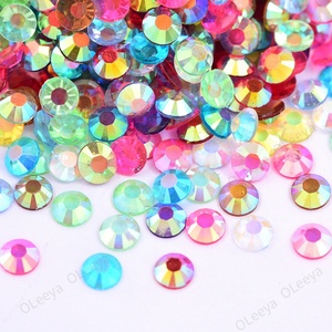 Oleeya Wholesale 85 Colors 2mm 3mm 4mm 5mm 6mm <b>clear</b> Bottom AB Crystal Stones Round Flatback <b>Resin</b> Rhinestone for DIY Crafts - Product Image 5