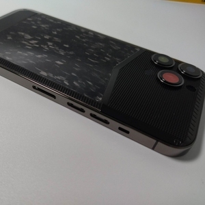 Carcasa de Lujo con Marco de <span class=keywords><strong>Fibra</strong></span> de Carbono Forjada para iPhone 14 Pro Max, Textura Electrochapada Negra, Funda para Teléfono Móvil - Product Image 5