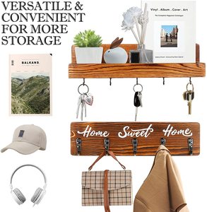 Clé en bois brun rustique et <span class=keywords><strong>organisateur</strong></span> de <span class=keywords><strong>courrier</strong></span> fixé au mur dans le couloir pour le stockage - Product Image 5