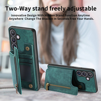 Étui en cuir avec fentes pour cartes, poche zippée, pour Samsung Galaxy A06 5G 4G A07 A17 A26 A36 A56 M36 M56 A15 A25 A35, avec fonction support