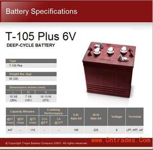 Оптовая продажа партиями по 6 вольт троянским конем принт свинцово-кислотный аккумулятор T-105 220AH свинцово-кислотная батарея заливная типа - Product Image 3