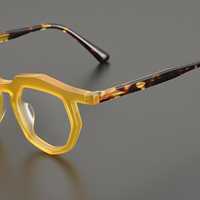 Nouvelles montures de lunettes de lecture durables en acétate jaune transparent à imprimé géométrique, faites à la main, personnalisables, vente en gros