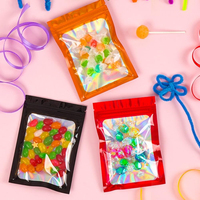 Sacs refermables en mylar avec fenêtre holographique, logo personnalisé, plusieurs couleurs disponibles, étanches à l'humidité, pour bonbons et cosmétiques