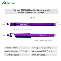 Pulpen Stylus Layar Sentuh 3-in-1 Promosi dengan Logo Kustom, Tinta Gel Hitam Ujung 0.5mm, Plastik, Cetak UV