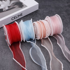 <span class=keywords><strong>Ruban</strong></span> en dentelle 4 cm 100 % nylon lavable à motif floral, nœud en queue de poisson perlé, fait main, pour décoration de gâteaux DIY, mariage et fête - Product Image 2