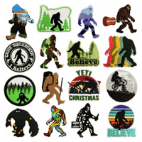 Patchs brodés Bigfoot Wild Man faits à la main, thermocollants, motif Gorille Homme Primitif, pour chapeaux