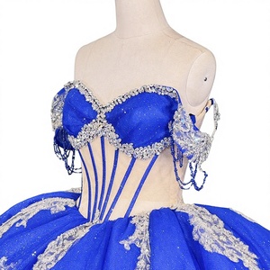 Vestido de Fiesta Largo hasta el Suelo Modelo 5897 Sweetheart, con Hermosas Borlas, Pedrería, Bordado y Cuentas - Product Image 1