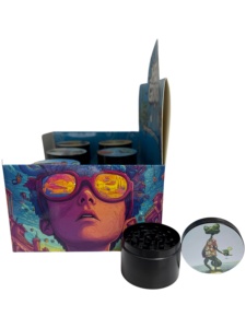 Broyeur à herbes manuel moderne en alliage de zinc rond de 50 mm avec design artistique entièrement imprimé pour accessoire - Product Image 2