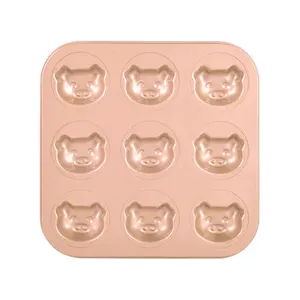 Homemade 3D happy pig Shape Cake Mold Donut Mousse Mold Pastry Tool Heat Resistant Cupcake Baking Liners