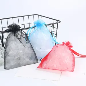 Mesh Organza Zakjes Snoepzakjes 9X1 2/10X15 Rode Doorschijnende Organza Geschenkzak Met Strik Met Strik Organza Tas Voor Cosmetica