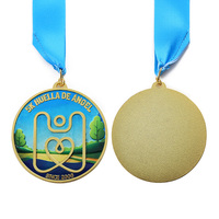 Médailles de course personnalisables avec ruban, motif paysage naturel 3D coloré, pour la course de 5 km, souvenir pour les participants.