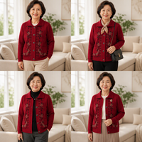 Ventes Flash : Cardigan Tricoté pour Femme Âgée – Manteau de Printemps et d'Automne pour Maman et Grand-Mère