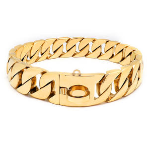 Venta al por mayor de lujo perro grande logotipo personalizado de alta resistencia de acero inoxidable cadena de eslabones cubanos remache enjoyado <span class=keywords><strong>Collar</strong></span> para mascotas - Product Image 2