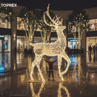 Décoration de Noël personnalisée en forme de renne 3D éclairé par LED, grande sculpture blanche chaude pour utilisation en place publique