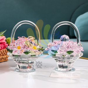 Cesta de flores de cristal Caja de flores de alto nivel de apariencia Ramo de flores Regalo de cumpleaños Red Rosa niña adorno de corazón - Product Image 2