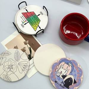 Posavasos Personalizados con Logotipo, Absorbentes, de Cerámica con Patrón de Mármol, Base de Corcho, con Soporte Metálico - Product Image 4