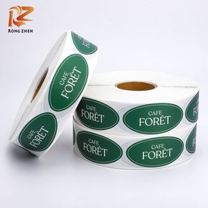 Etiquetas de Papel Ovaladas Personalizadas RONG ZHEN, Autoadhesivas, Ecológicas, para Vasos de Café, Empaquetado de Marca de Cafetería - Product Image 4