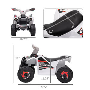 Scooter électrique pour enfants 6V, <span class=keywords><strong>quad</strong></span>, avec fonction marche avant et arrière, roues résistantes à l'usure, pour les enfants de <span class=keywords><strong>18</strong></span> à 36 <span class=keywords><strong>mois</strong></span>, blanc, en stock aux États-Unis - Product Image 2