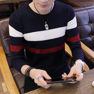 Alta calidad Otoño e Invierno moda tendencia versión coreana <span class=keywords><strong>Slim</strong></span> <span class=keywords><strong>Fit</strong></span> <span class=keywords><strong>cuello</strong></span> redondo hombres suéter de punto - Product Image 3