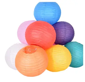 Chinese Paper Hanging Round Lanterns Colorful Folding Party Wedding Home Decoration Wall Hanging Paper Lanterns