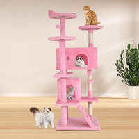 Usine personnalisée moderne de luxe rose en peluche grand chat escalade arbre à gratter condo avec grattoirs et lit