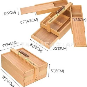 Caja de almacenamiento portátil de madera para pinceles, caja de herramientas de pintura multicapa, caja de almacenamiento plegable para pintura al óleo para dibujo artístico. - Product Image 2