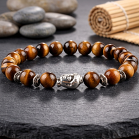 Pulsera de Buda de ojo de Tigre con cuentas de ágata exótica para brazaletes de forma de número de curación Reiki