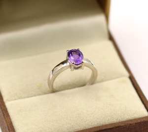 Bague fine en argent sterling 925 avec pierre précieuse d'améthyste violette naturelle - Product Image 6