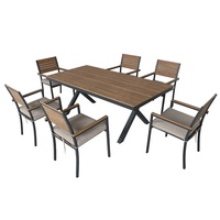 Lujo aluminio plástico madera jardín Patio muebles para cafetería al aire libre mesa de comedor conjunto patio granja apartamento hogar