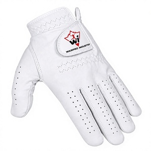 Gant de golf en cuir véritable blanc Warpro Industry, main droite, respirant, fermeture auto-agrippante, poignet réglable, unisexe, personnalisable - Product Image 4
