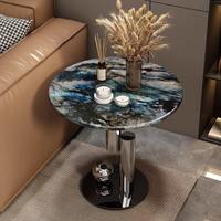 Mobilier moderne de luxe Table basse Design acier inoxydable marbre pierre frittée Table d'angle latérale pour salon Table basse
