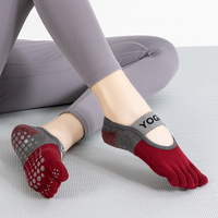 Best-seller Chaussettes de yoga pilates en coton antidérapantes avec logo personnalisé de haute qualité pour femmes, vente en gros de chaussettes à cinq doigts