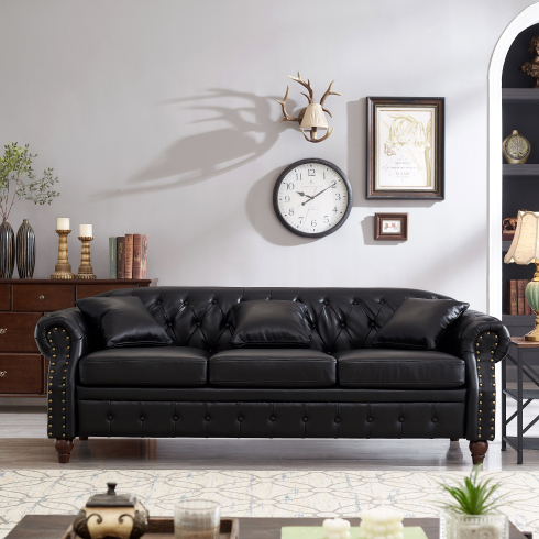 Noir + cuir technique + Mousse + 3 places