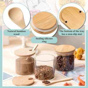 <b>Kitchen</b> <b>Storage</b> Organizations Bamboo Spice Rack Organizer Set with Glass Spice Containers and Bamboo Lids - Product Image 3