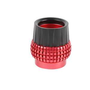 Perilla de Precisión Personalizada, Plástico Mecanizado por CNC, Agarre Texturizado Rojo y Negro, Volante Manual - Product Image 1