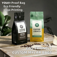 Sacs refermables personnalisés en Mylar pour grains de café, avec logo imprimé, écologiques, en matériaux recyclés, anti-odeurs