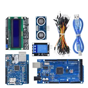 TZT Mega 2560 r3 for arduinoキットHC-SR04ブレッドボードケーブルリレーモジュールW5100UNOシールドLCD1602キーパッドシールド