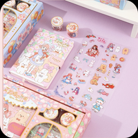 Depai Escuela Primaria estudiante caja de regalo conjunto mano cuenta diario linda chica corazón dibujos animados pluma Bloc de notas cuadernos papelería conjunto