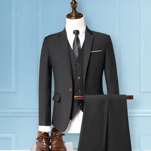 Grosir hitam gaun plus ukuran-Hyfm004 Setelan Gaun Pernikahan Pria, Pakaian Kecil Tiga Potong Gaya Inggris Budidaya Diri
