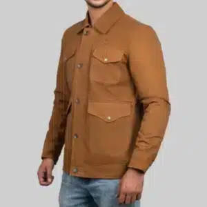 Chaqueta de algodón estilo vintage marrón para hombre – Chaqueta retro clásica informal para primavera y otoño - Product Image 4